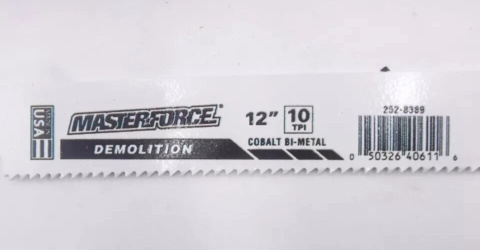 Masterforce Demolition 12" Cobalt Bi-Metal 10 TPI Reciprocating Blades 15pcs