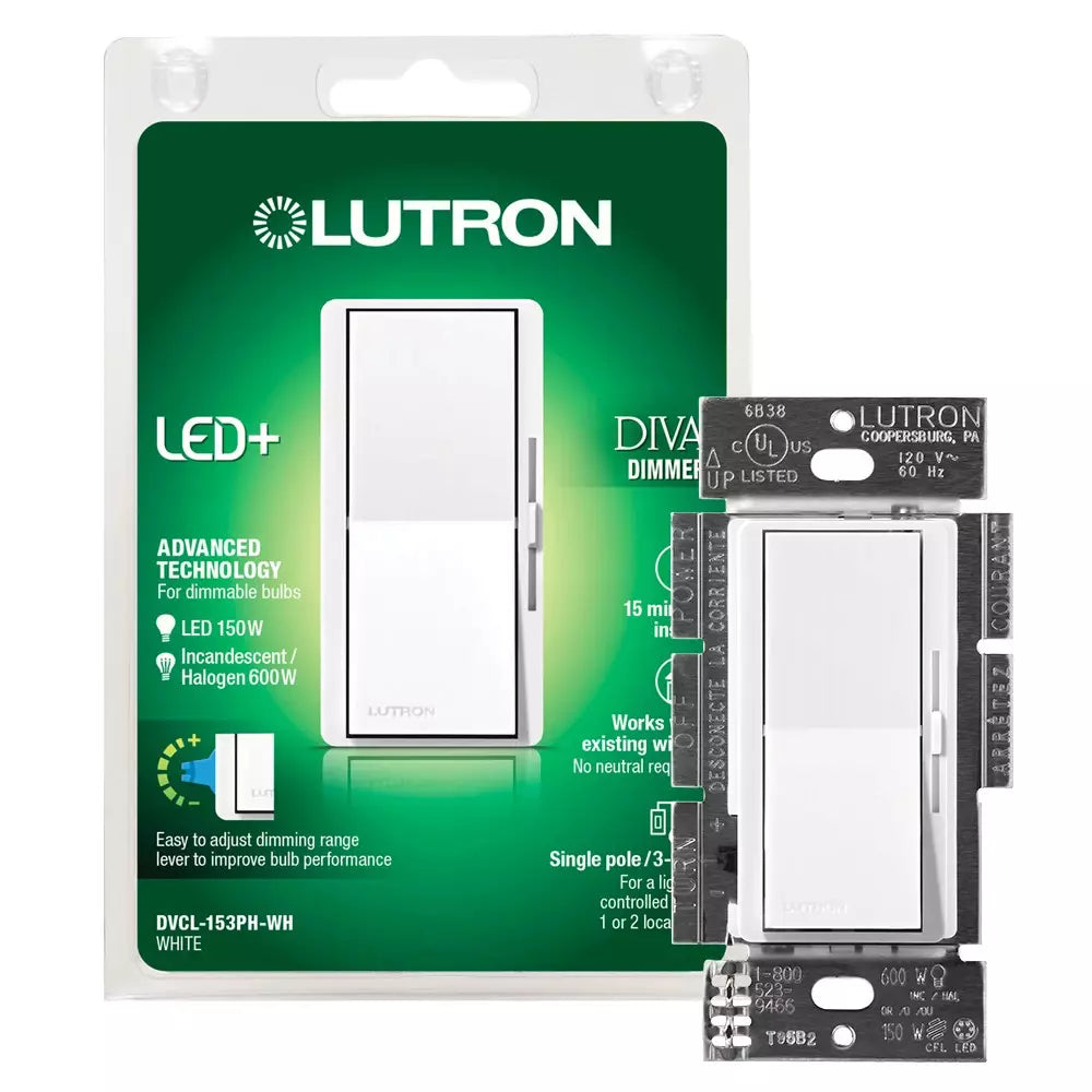 Lutron Electronics DVCL153PH Lighting Dimmer 600 Watts 120 Volt White