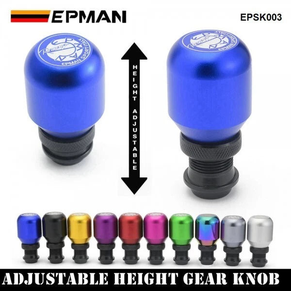 NEW EPMAN Universal Aluminum Height Adjustable Shift Knob, BLUE, FREE SHIPPING