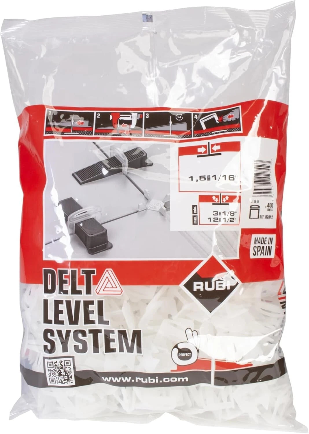 Rubi Tools Delta Tile Leveling System 1/16" (1.5MM) 400 Count