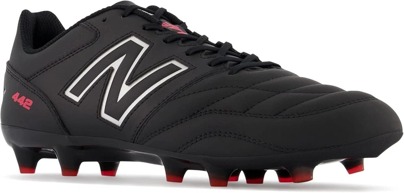 New Balance Men's 442 V2 Team FG Soccer Shoe, Black/White, Medium, Size 9.5
