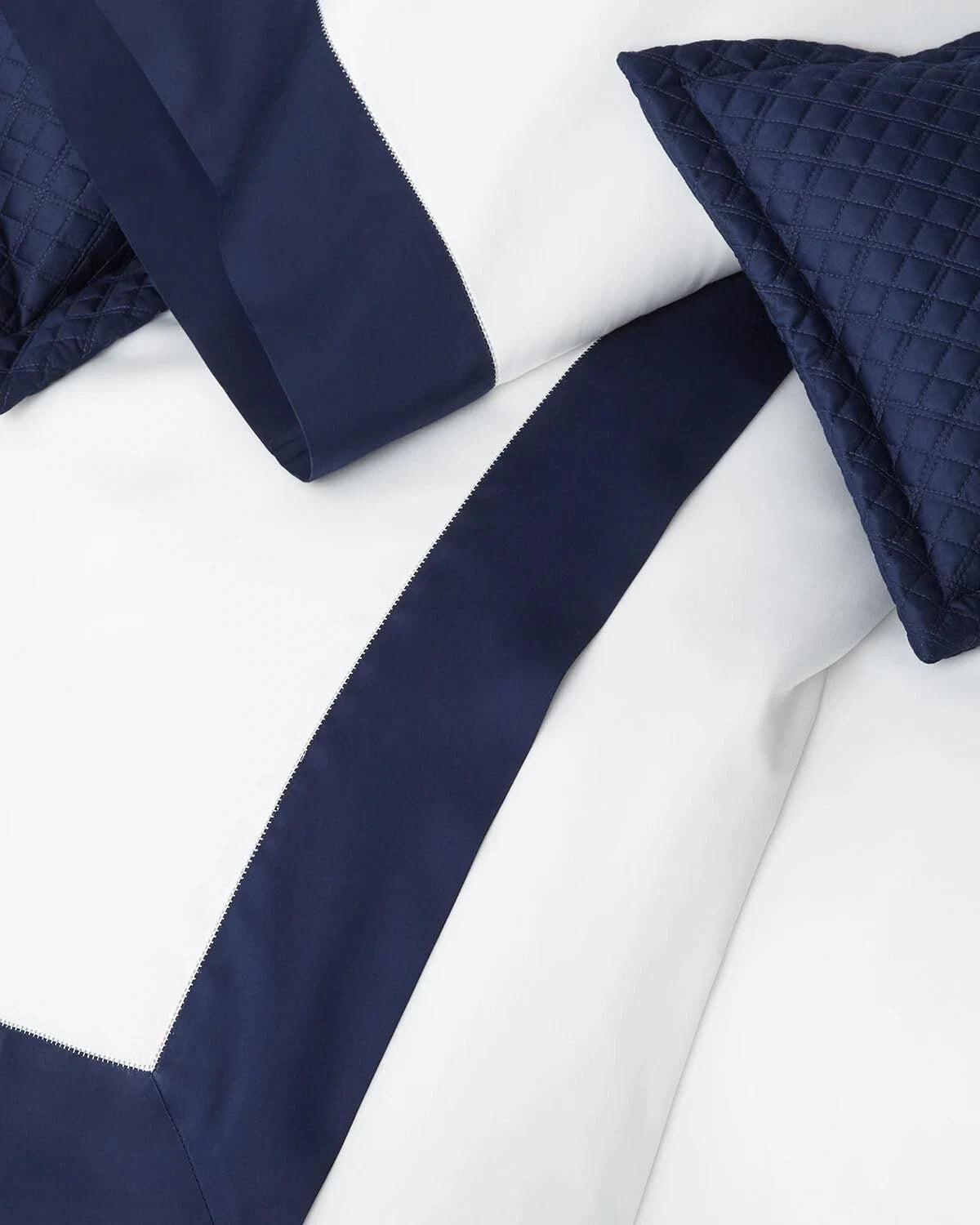Ralph Lauren RL Organic Sateen Border Queen Duvet Cover $400 Polo Navy
