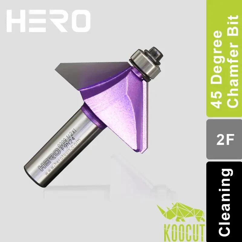 NEW HERO 45° Chamfer Router Bit - 1/2" x 1" - 0209 H0209358 E4P30 FREE SHIPPING
