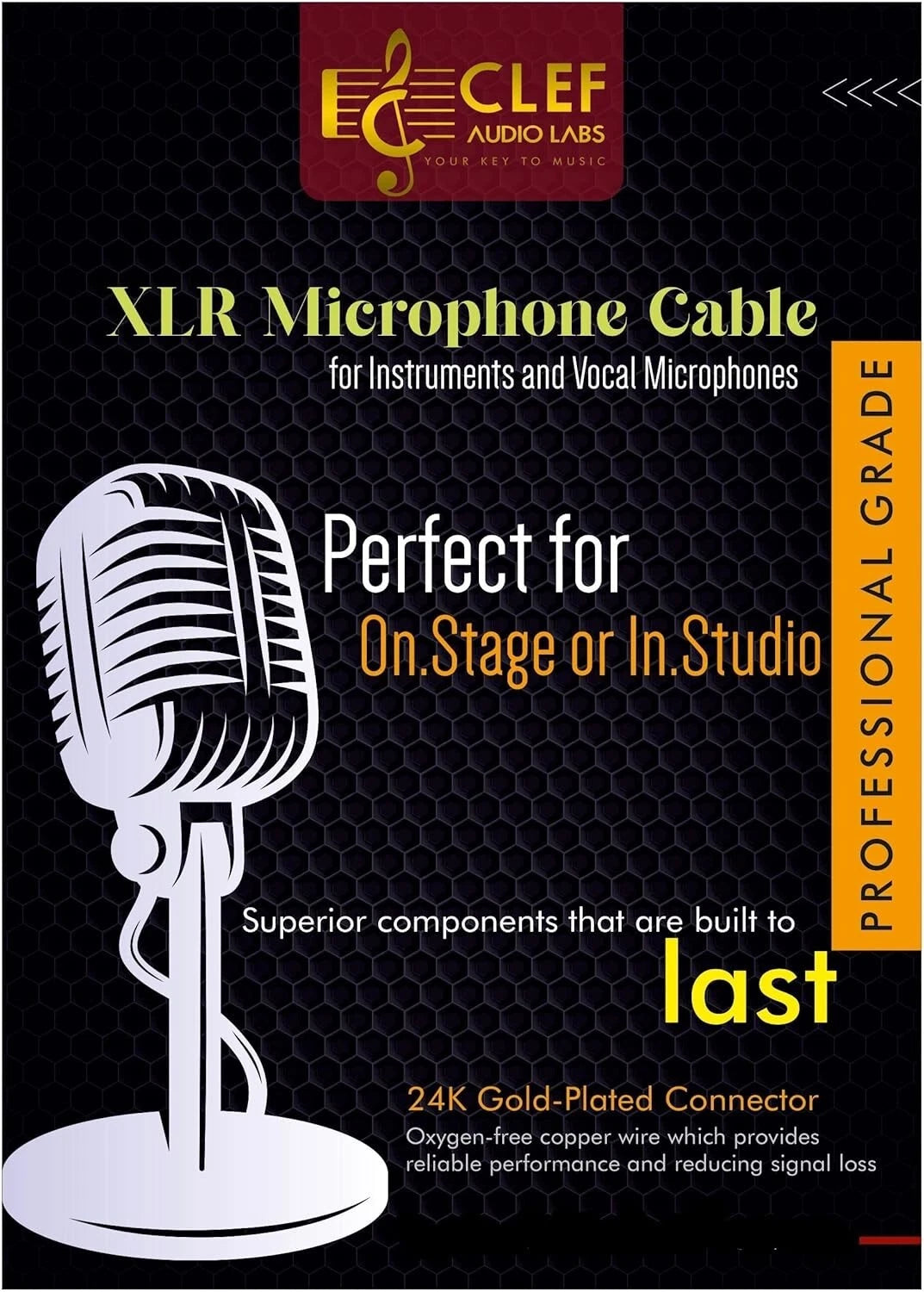 Clef Audio Labs XLR Male to XLR Female, Copper Braided -15FT-1PK