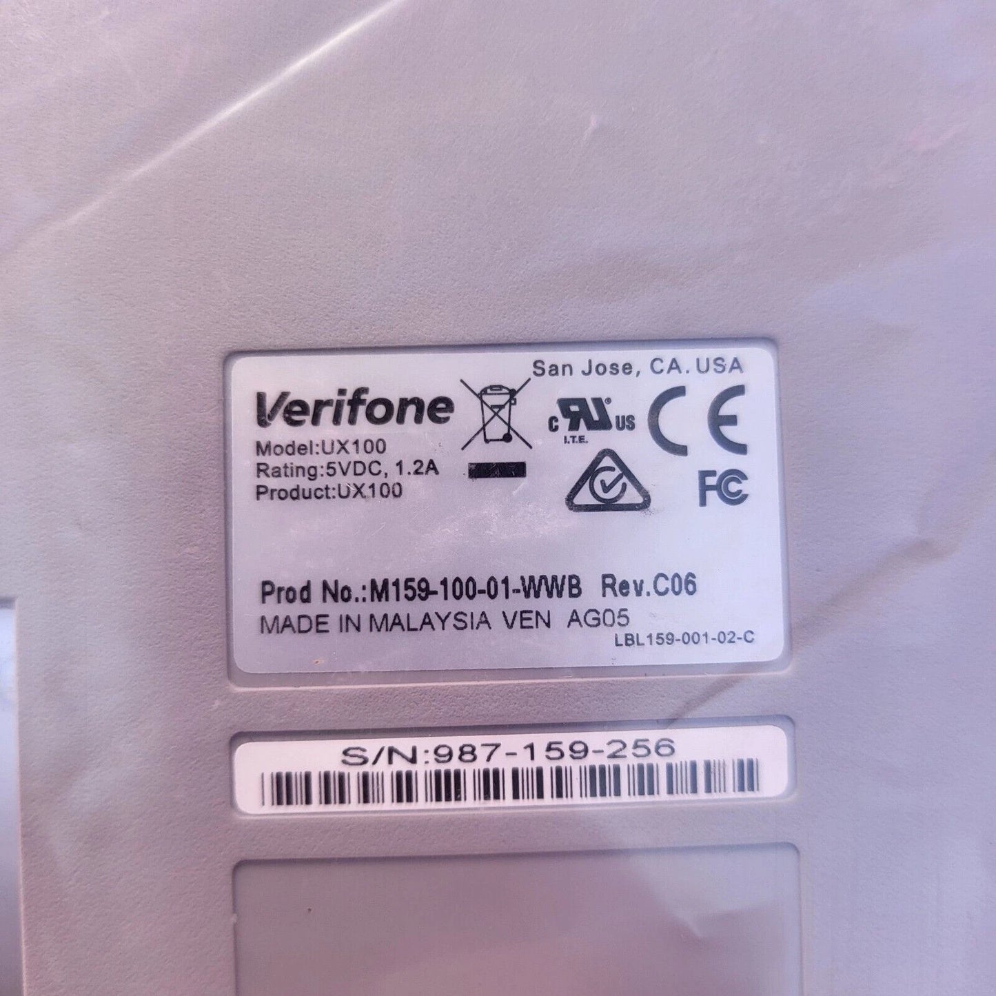 VERIFONE UX100 M159-100-01-WWB KEYPAD DISPLAY