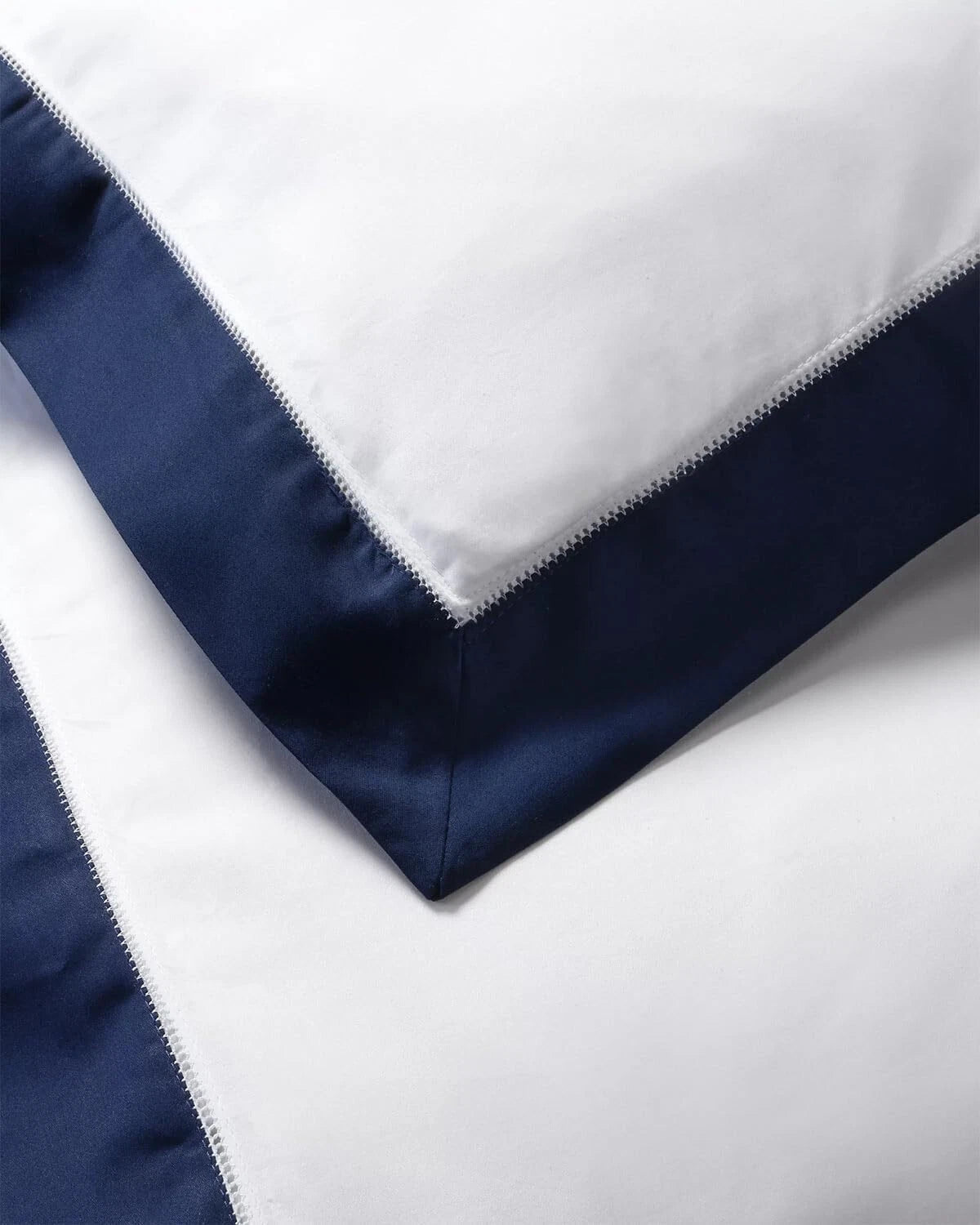 Ralph Lauren RL Organic Sateen Border Queen Duvet Cover $400 Polo Navy