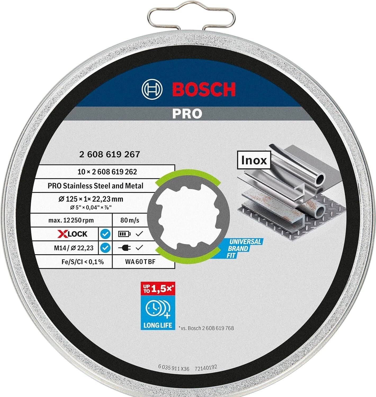 NEW Bosch Professional 2608619267 Pack of 10 Straight Cutting Disc Standard INOX