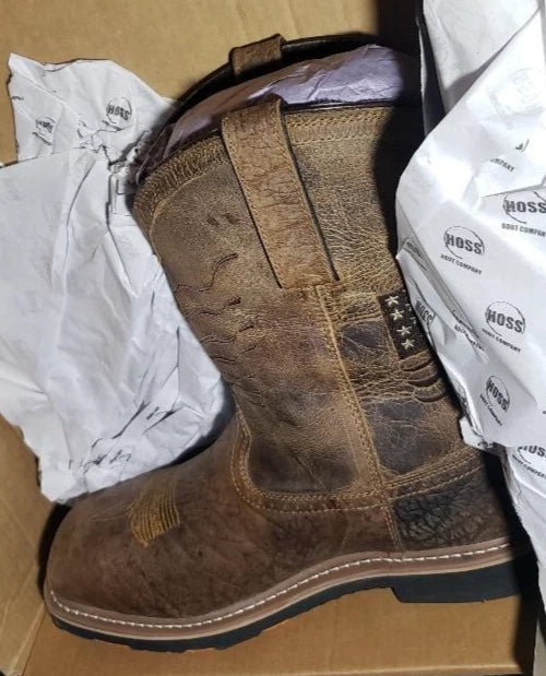 NEW Hoss Boots Mens Brown Leather Rushmore CT EH WP PR Western Work Boots