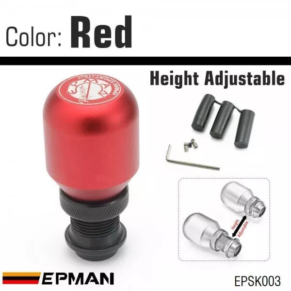 NEW EPMAN Universal Aluminum Height Adjustable Shift Knob, RED, FREE SHIPPING