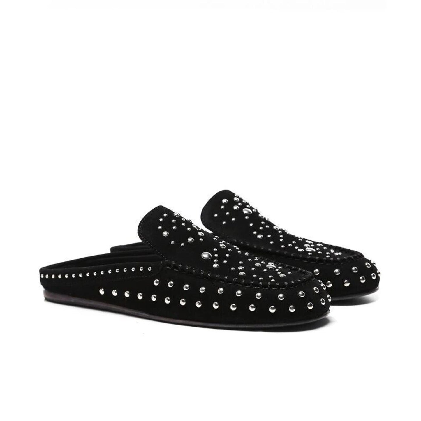 Zadig and Voltaire Studded Suede Sleeper Mules Noir Black - EU Size 40 - US 9 -