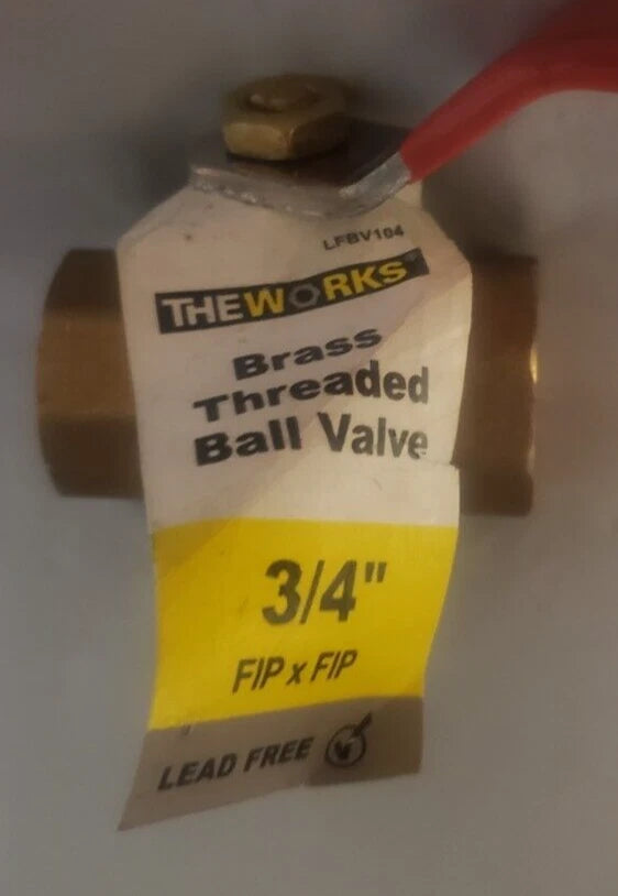 NEW - TheWorks 3/4 in. Brass FIP x FIP Threaded Full Port Ball Valve LFBV104