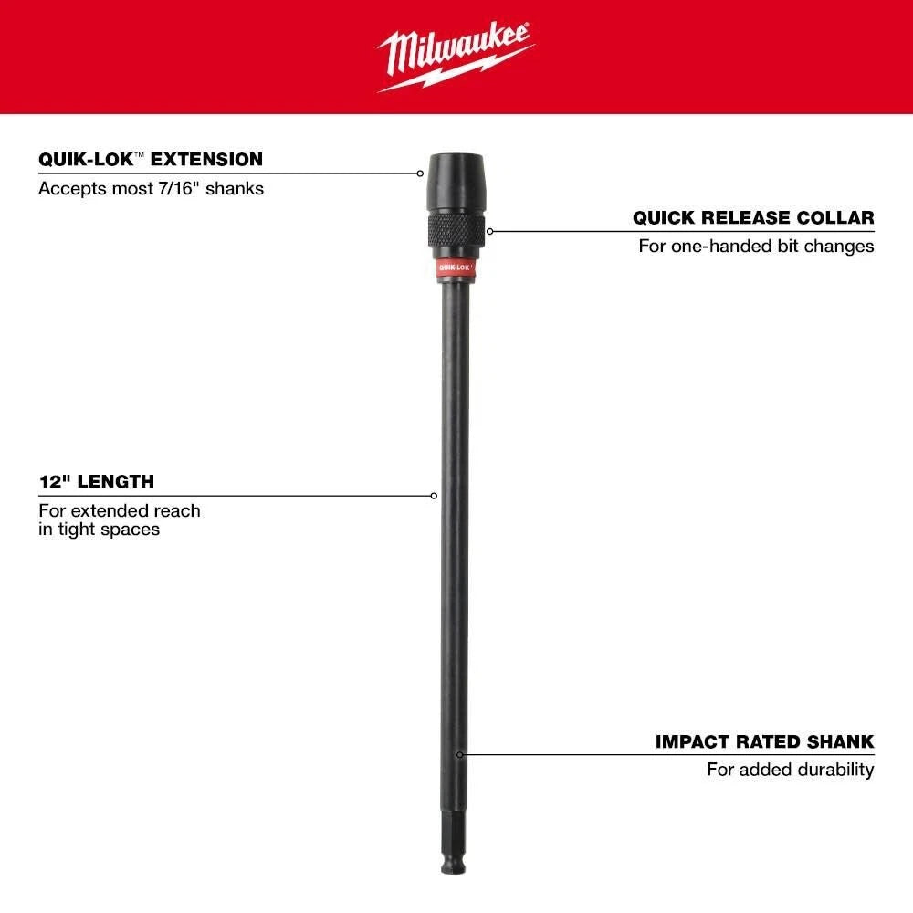 Milwaukee 48-28-1040 12-by-7/16-Inch Universal Quik-Lok Extension