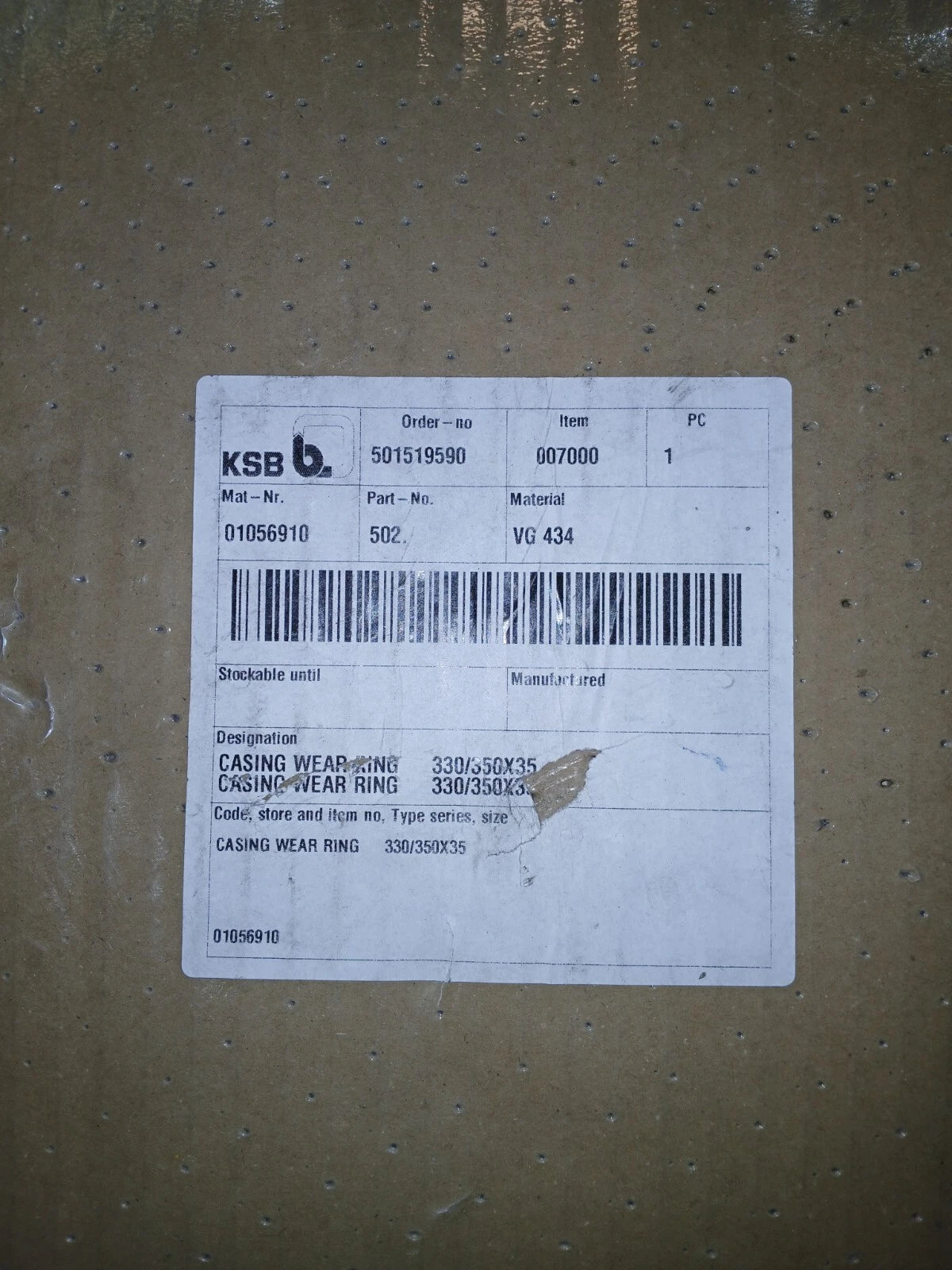 KSB casing wear ring - 330/350x35 - VG 434