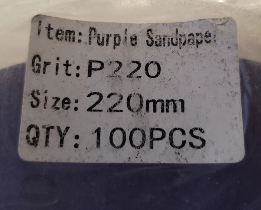 NEW Purple Sandpaper Non-PSA Sanding Discs 220 Grit, 220mm, 100pcs FFRE SHIPPING