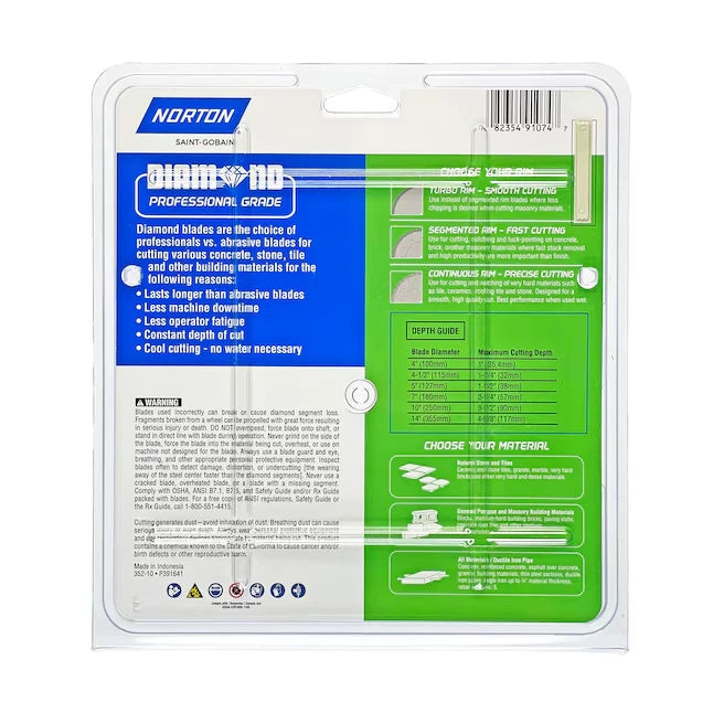 Norton Diamond Professional Grade 7" Wet/Dry Continuous Rim Diamond Saw Blade