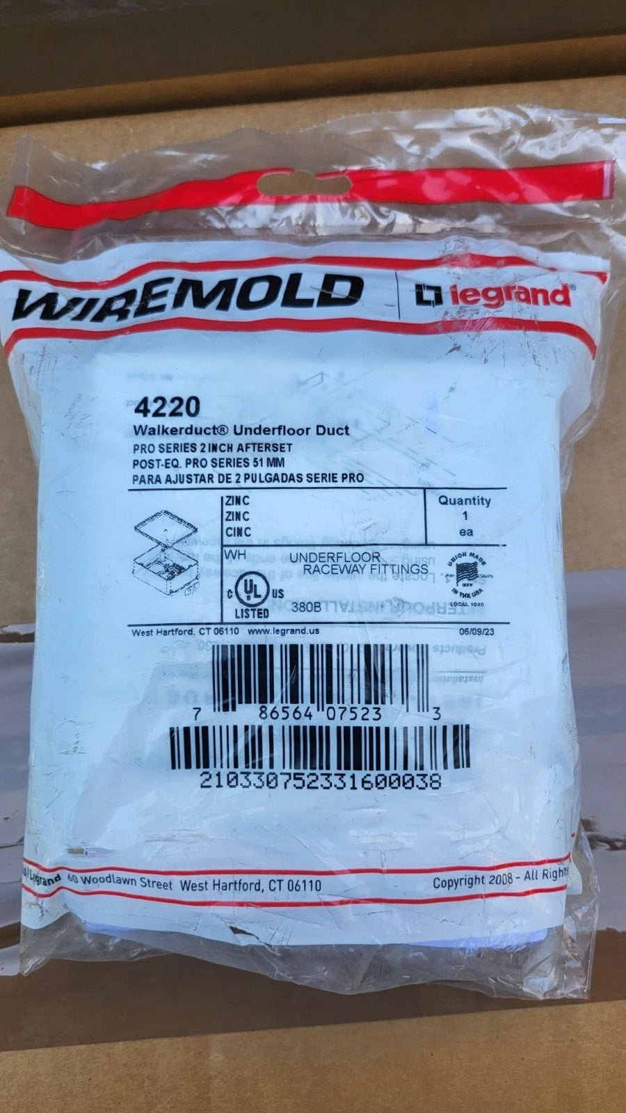 Legrand Wiremold 4220 Walkerduct Underfloor Duct 4210 Pro Series Afterset