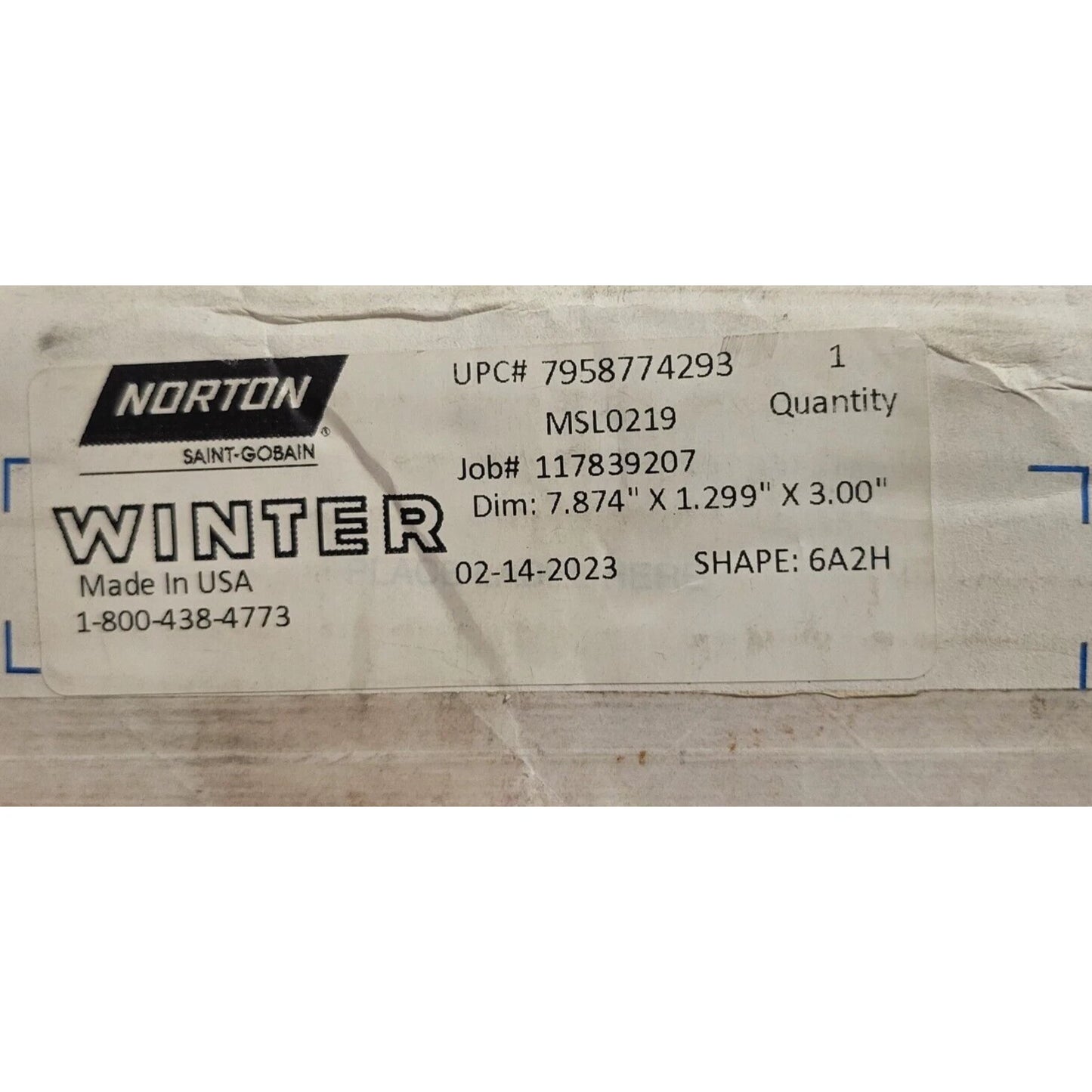 Norton Winter Diamond Resin Bond MSL0219 6A2H Wheels - 7.874 x 1.299 x 3.00 2PK