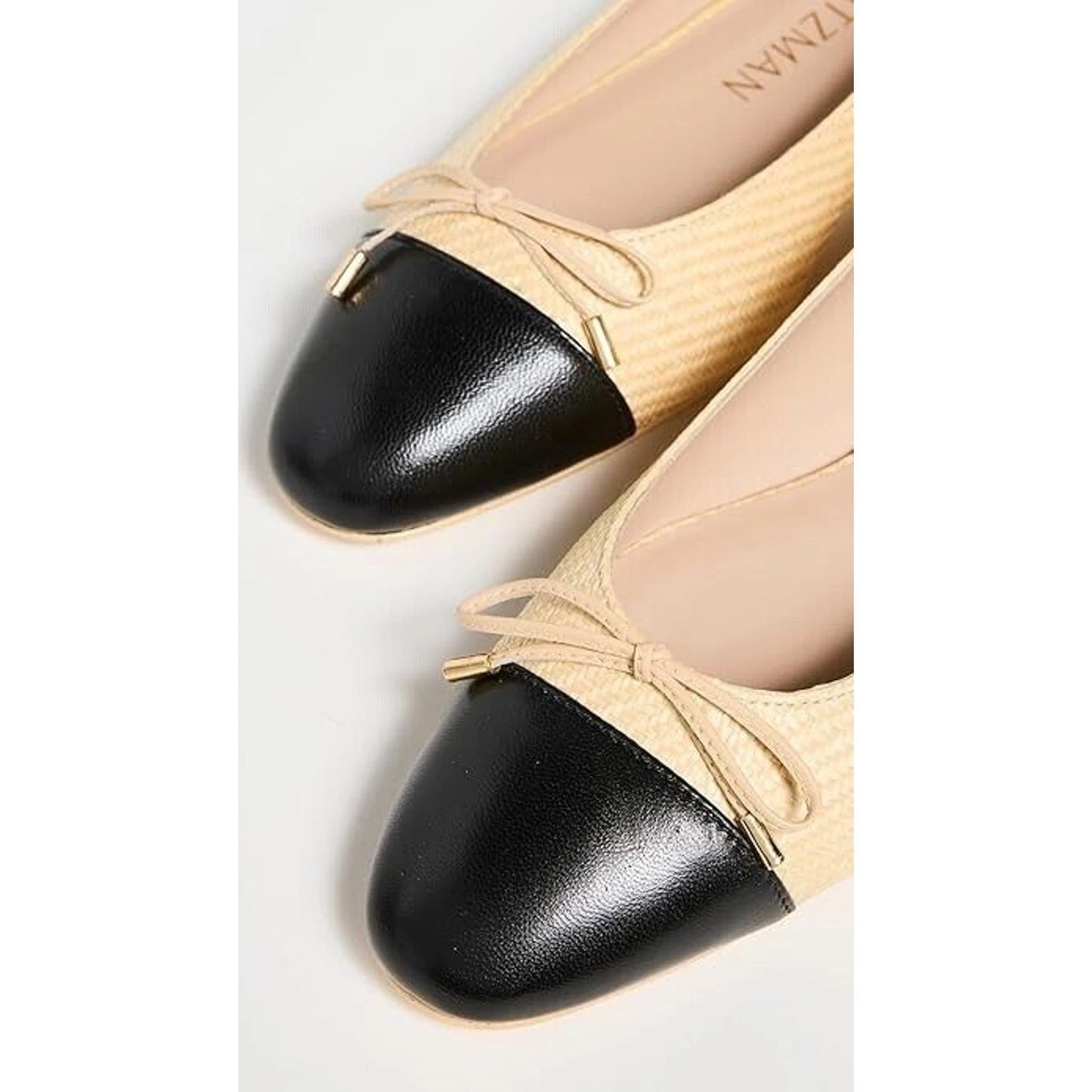 NEW Stuart Weitzman Sleek Bow Flats, Wheat/Black, US 11 Medium, FREE SHIPPING