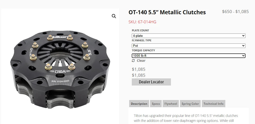 NEW Tilton 67-014HG, Clutch, Metal, 5.5", 4 Plate, HR, GRAY, POT, FREE SHIPPING