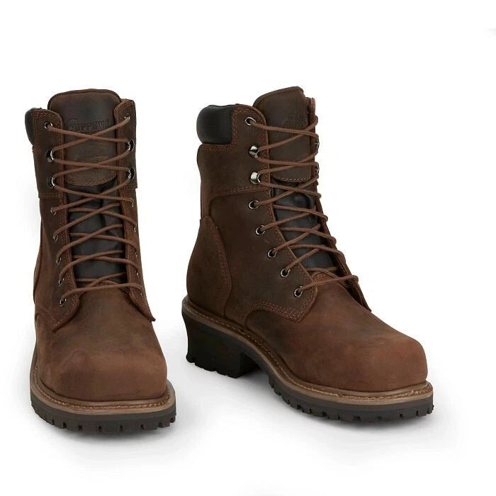 Chippewa Hardor Tough Bark 8in Oblique Steel Logger Style 55026 Men Size 9.5M