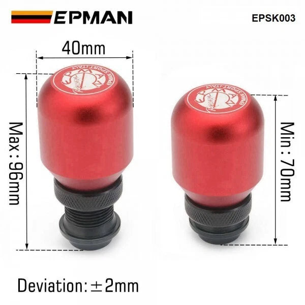 NEW EPMAN Universal Aluminum Height Adjustable Shift Knob, RED, FREE SHIPPING