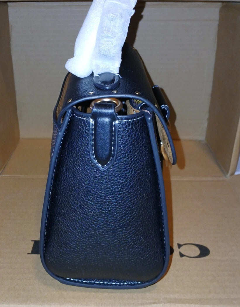 Coach Morgan Top Handle Satchel In Colorblock Signature Canvas With Rivets NWT