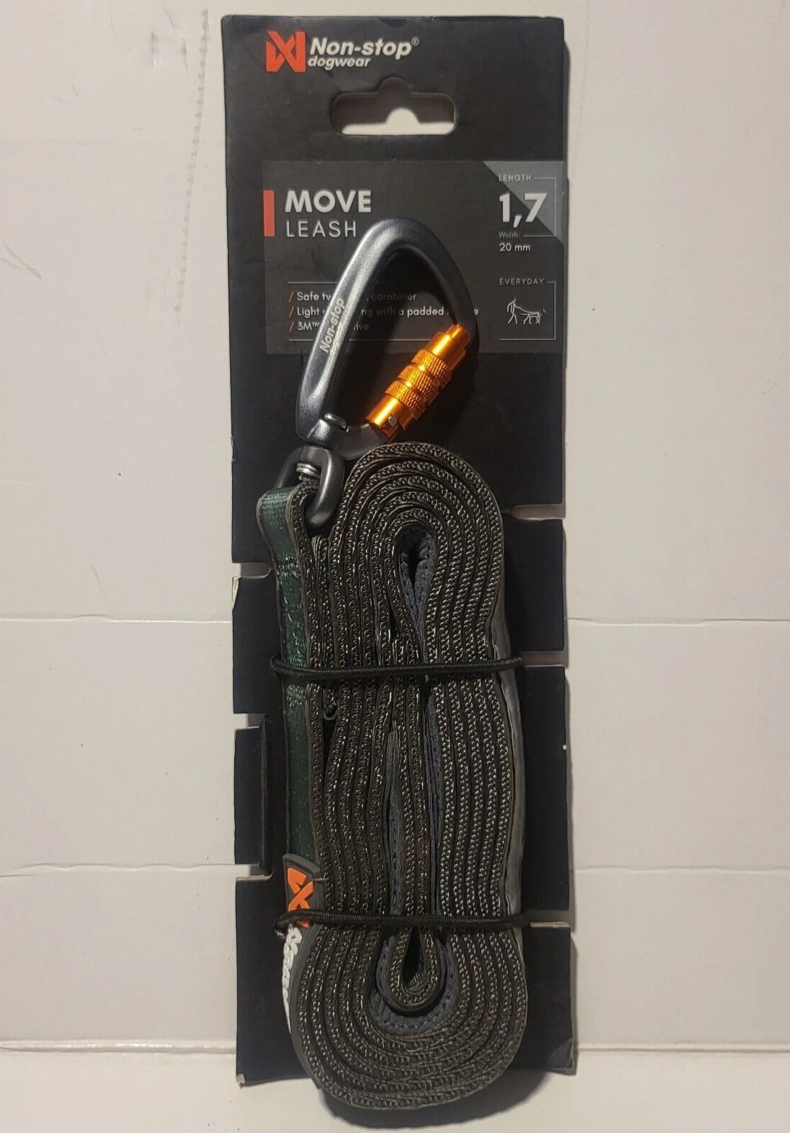 Non-Stop dogwear Move Dog Green Leash 3 M Reflective 1.7m /5.5 Feet Everyday