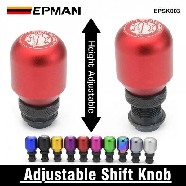 NEW EPMAN Universal Aluminum Height Adjustable Shift Knob, RED, FREE SHIPPING
