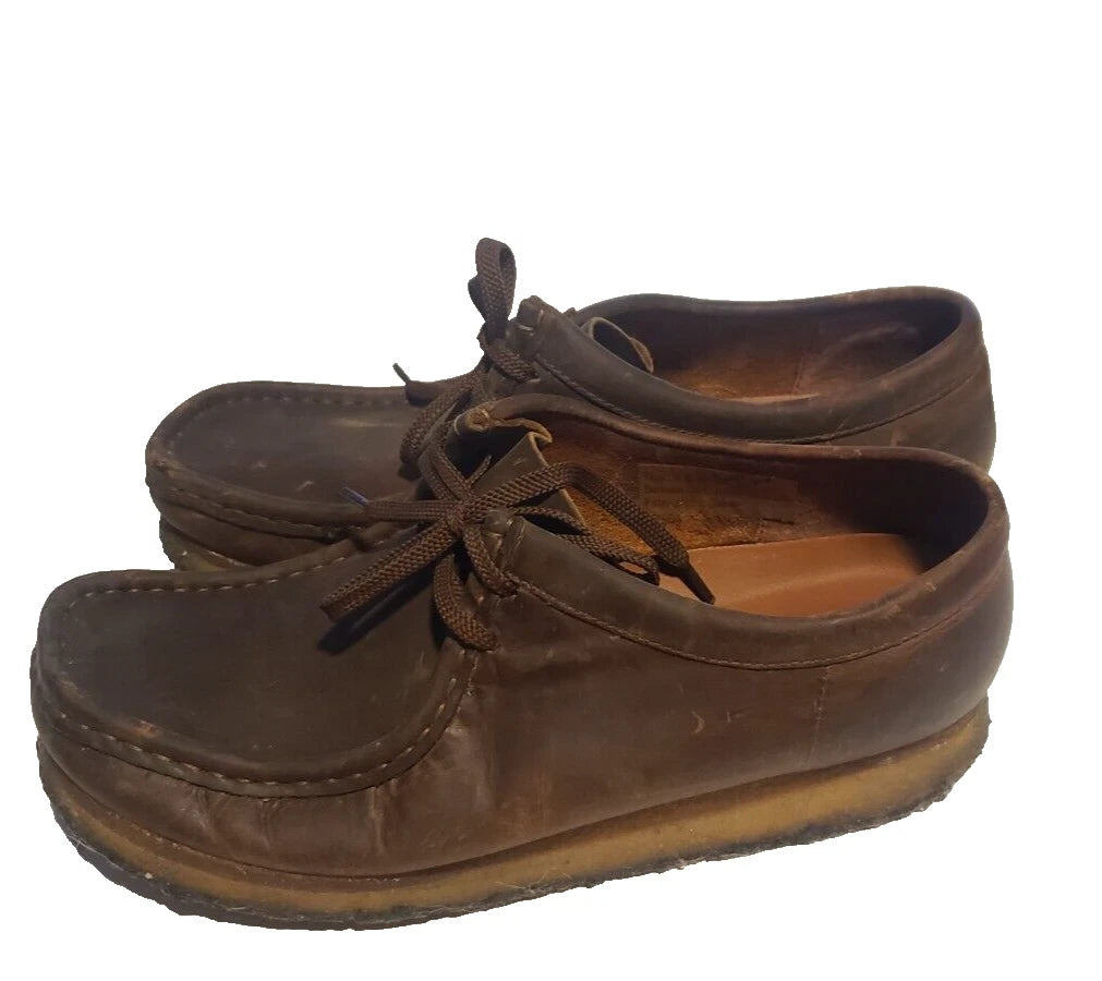 USED - Size 9.5 M - Clarks Originals Wallabee Mens Dark Brown Natural Crepe Sole