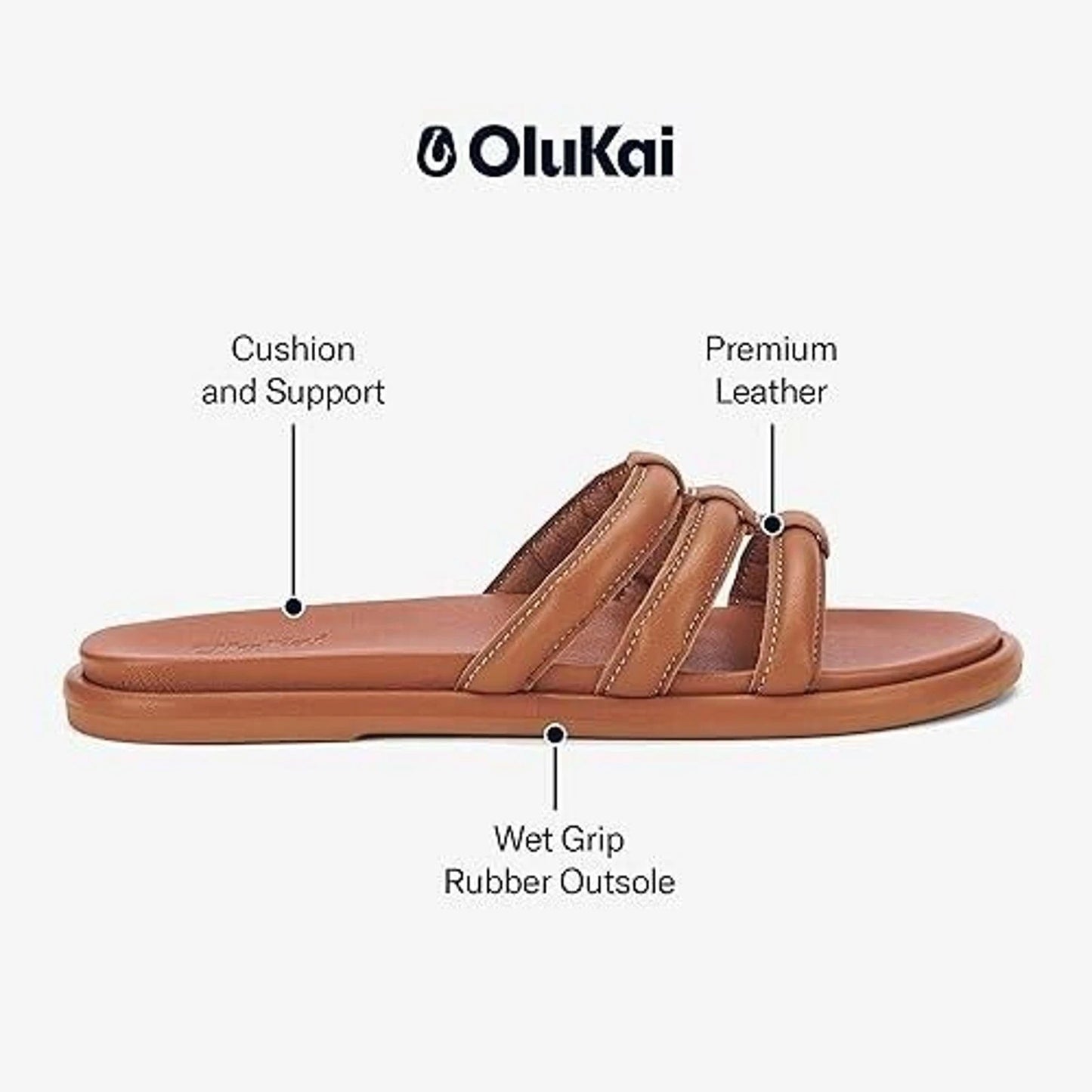 OLUKAI Tiare Women's Slide Sandals Premium Leather & Stylish Fox/Fox size 10