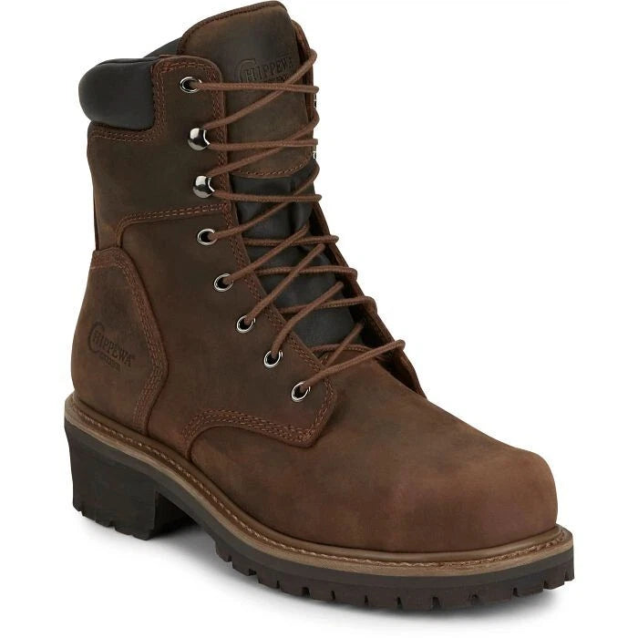 Chippewa Hardor Tough Bark 8in Oblique Steel Logger Style 55026 Men Size 9.5M