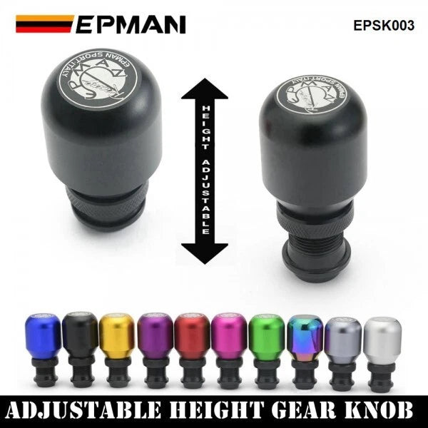 NEW EPMAN Universal Aluminum Height Adjustable Shift Knob, BLACK, FREE SHIPPING