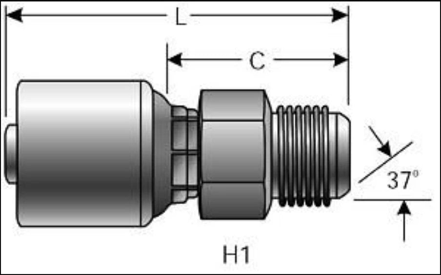Gates MegaSys MegaCrimp G25165-1012 5/8" x 3.19" Male JIC Flare Coupling