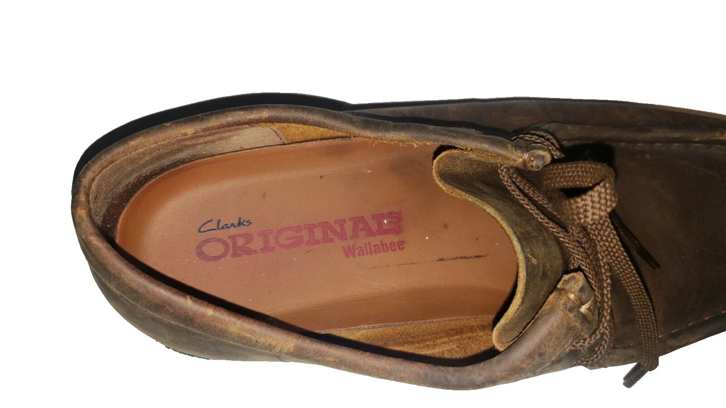 USED - Size 9.5 M - Clarks Originals Wallabee Mens Dark Brown Natural Crepe Sole