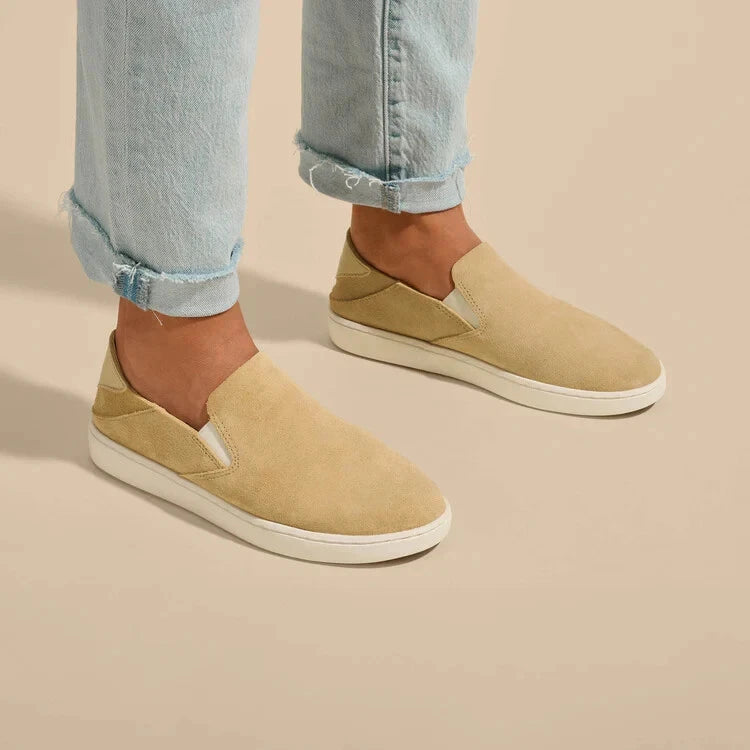 Olukai Pehuea Luxe Women’s Suede Slip-On Shoe Toasted Coconut Size 8