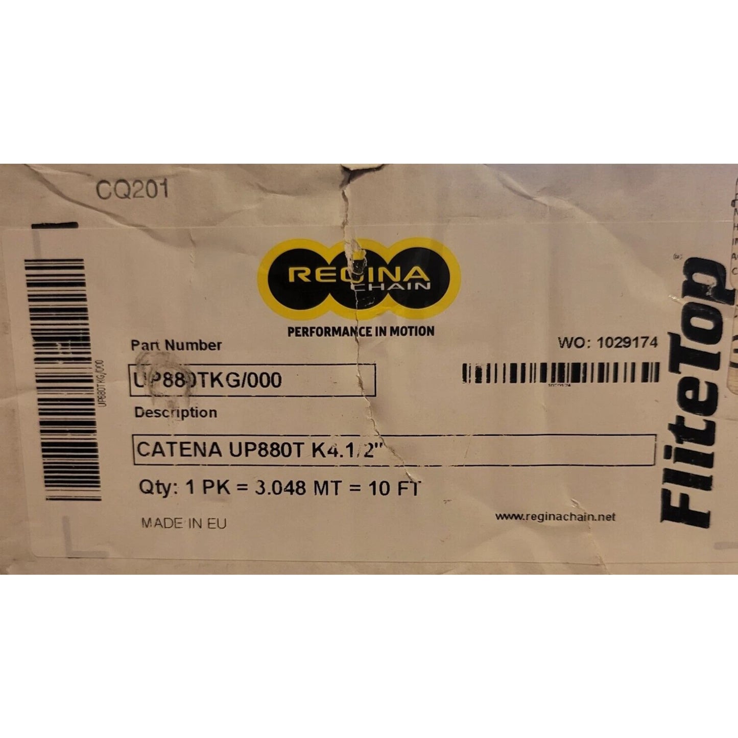 Regina 880T FliteTop Conveyor Chain 4.5FT x 10FT - UP880TKG/000