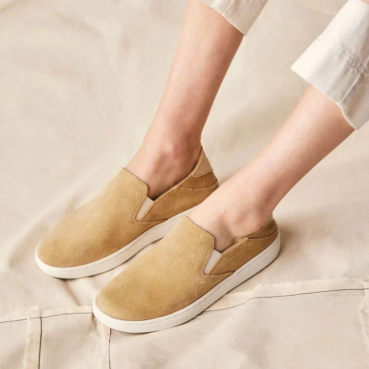 Olukai Pehuea Luxe Women’s Suede Slip-On Shoe Toasted Coconut Size 8