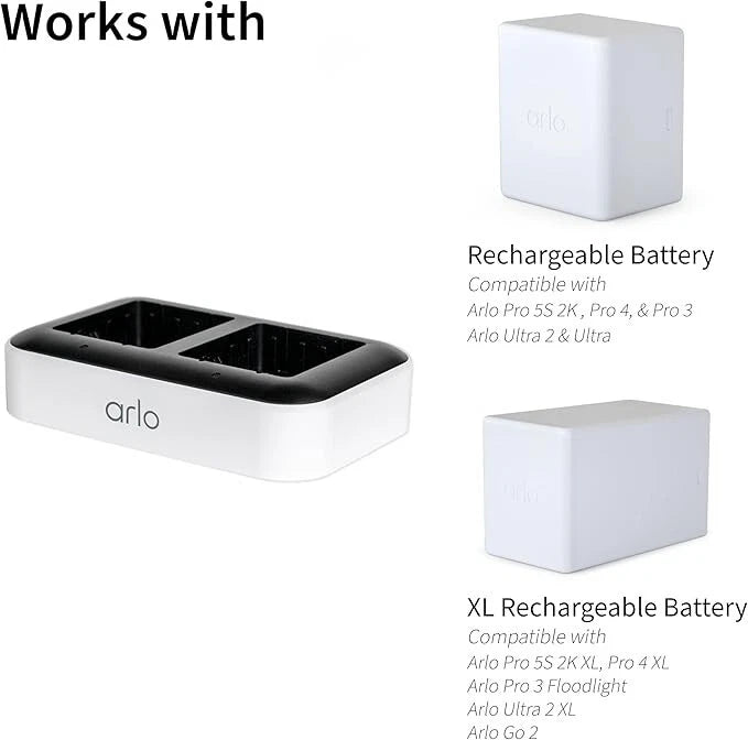 Arlo VMA5400C Dual Battery Charge Station for Arlo Ultra, Ultra 2, Pro 3, pro 4