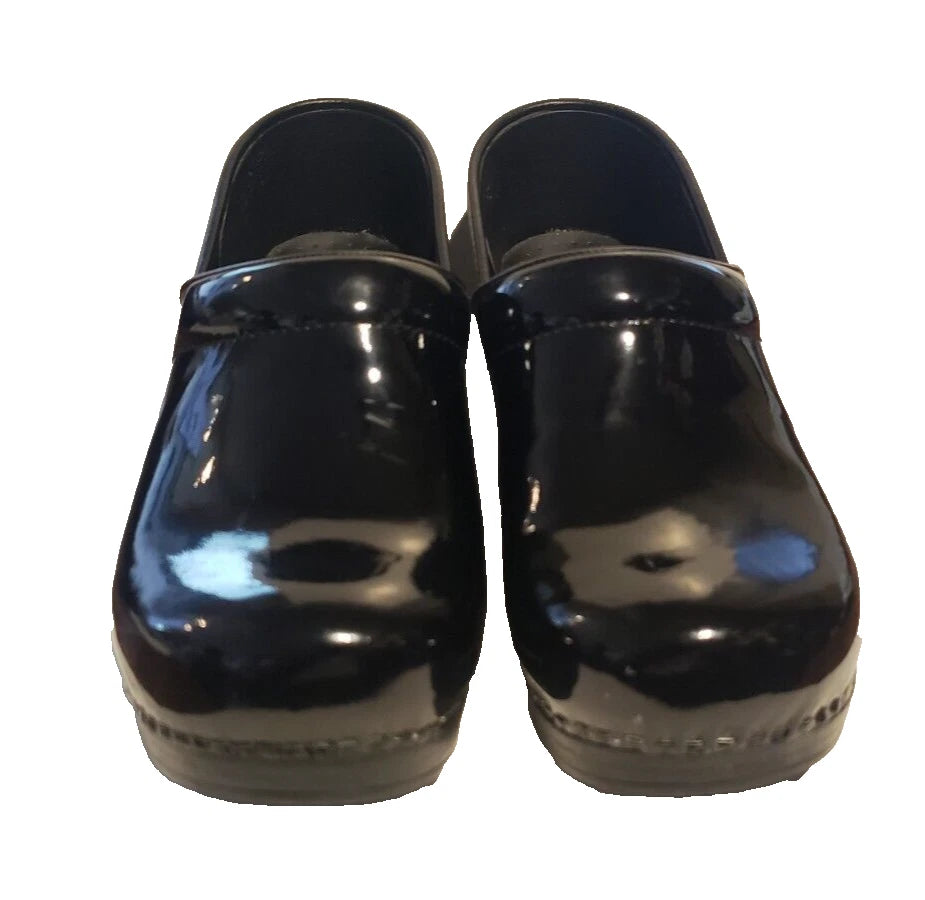 Dansko Women's Professional Black Patent Clogs - Size US 10.5-11 - EU 41
