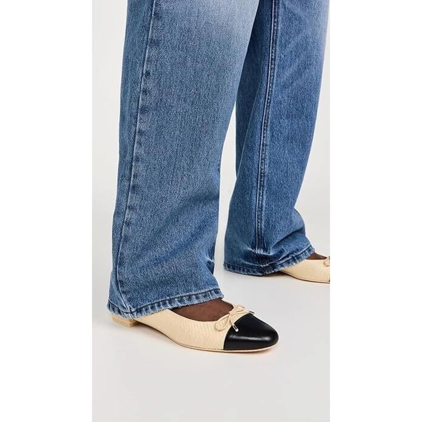 NEW Stuart Weitzman Sleek Bow Flats, Wheat/Black, US 11 Medium, FREE SHIPPING