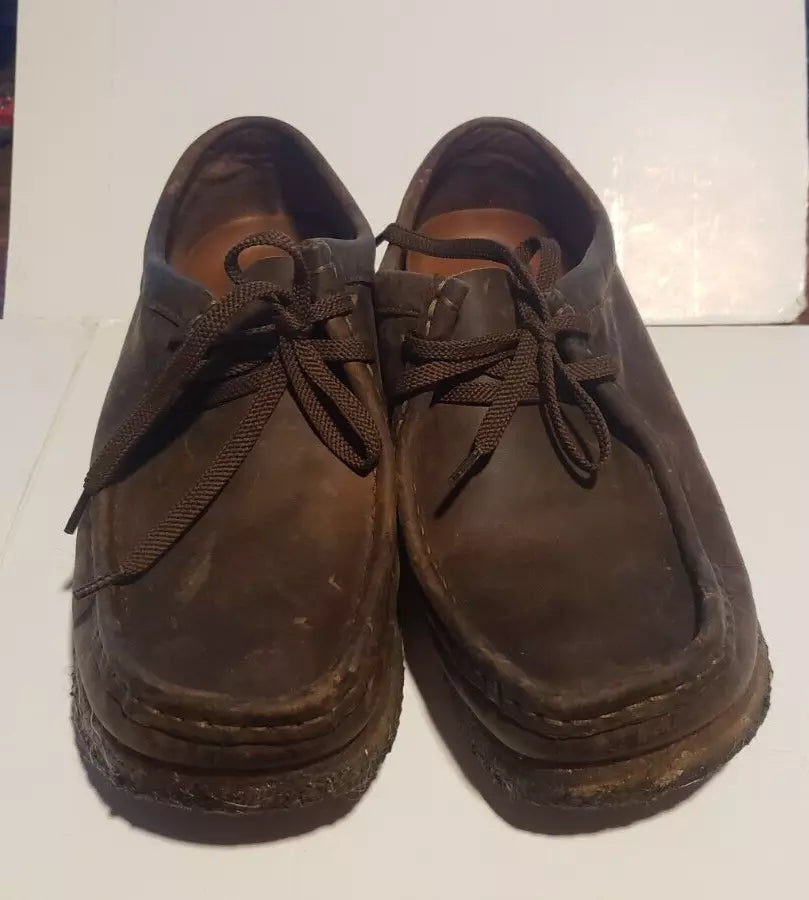 USED - Size 9.5 M - Clarks Originals Wallabee Mens Dark Brown Natural Crepe Sole