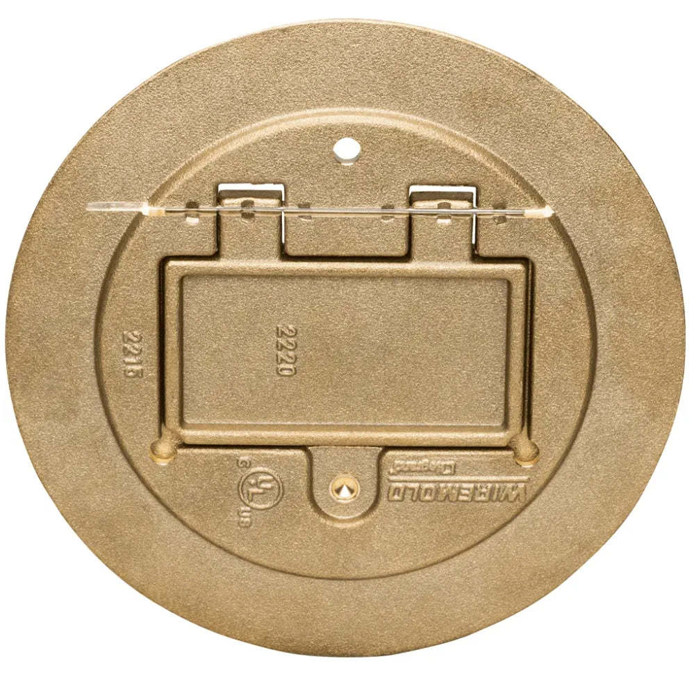Wiremold 895GFI Brass Floor Box round carpet coverplate 5½" x 4¼" w