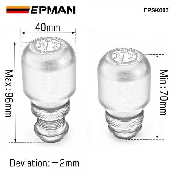NEW EPMAN Universal Aluminum Height Adjustable Shift Knob, BLUE, FREE SHIPPING