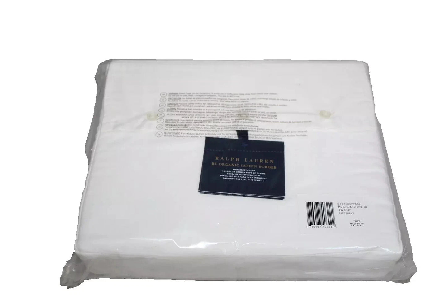 Ralph Lauren 100% Organic Cotton Sateen Border TWIN Duvet Cover Parchment $330