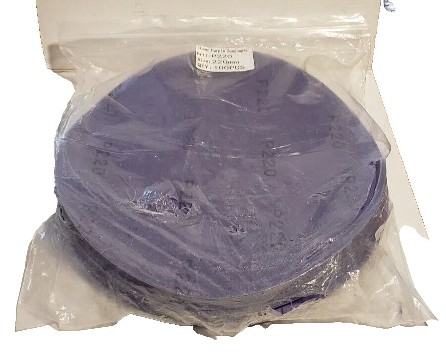 NEW Purple Sandpaper Non-PSA Sanding Discs 220 Grit, 220mm, 100pcs FFRE SHIPPING