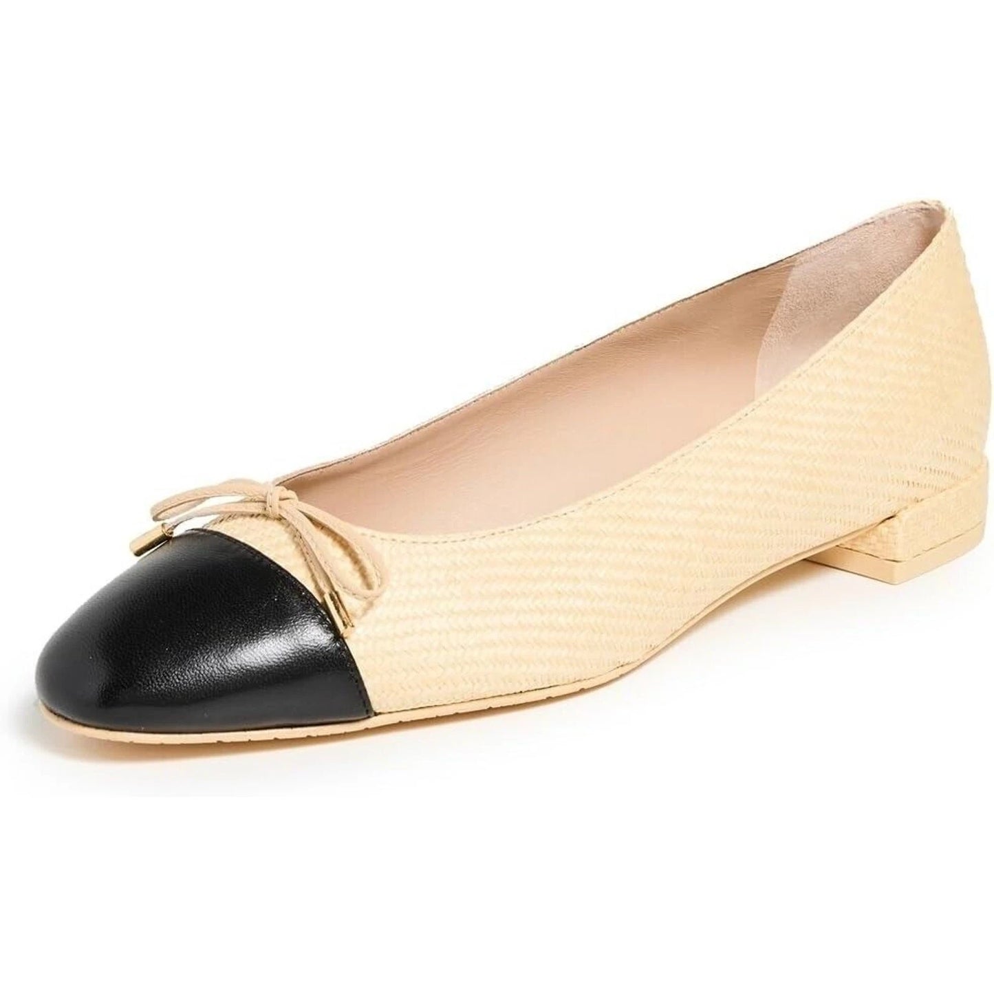 NEW Stuart Weitzman Sleek Bow Flats, Wheat/Black, US 11 Medium, FREE SHIPPING