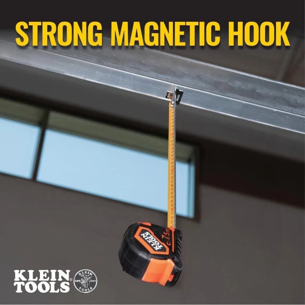 Klein Tools 9375 Tape Measure, 7.5-Meter Magnetic Double-Hook