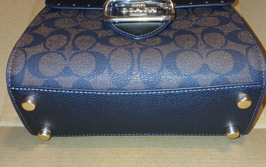 Coach Morgan Top Handle Satchel In Colorblock Signature Canvas With Rivets NWT