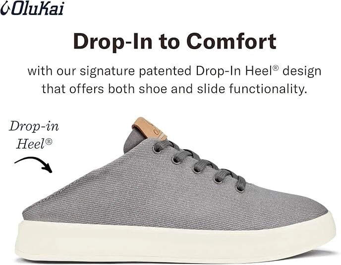 OLUKAI Ki'ihele Li Women's Slip On Sneakers, Casual Everyday Shoe Fog/Fog, 8.5