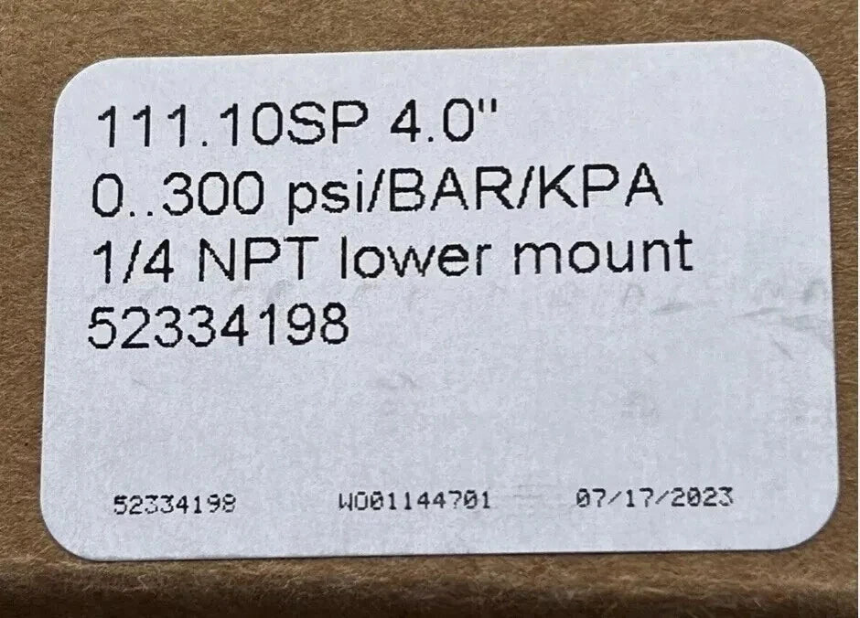 NEW Wika Water Pressure Gauge For Fire Protection, Up To 300 psi. FREE SHIPPING